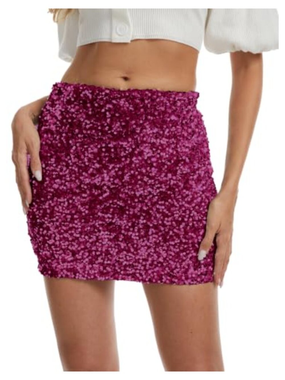Sequin Mini Skirt High Waist Bodycon Stretchy Party Club